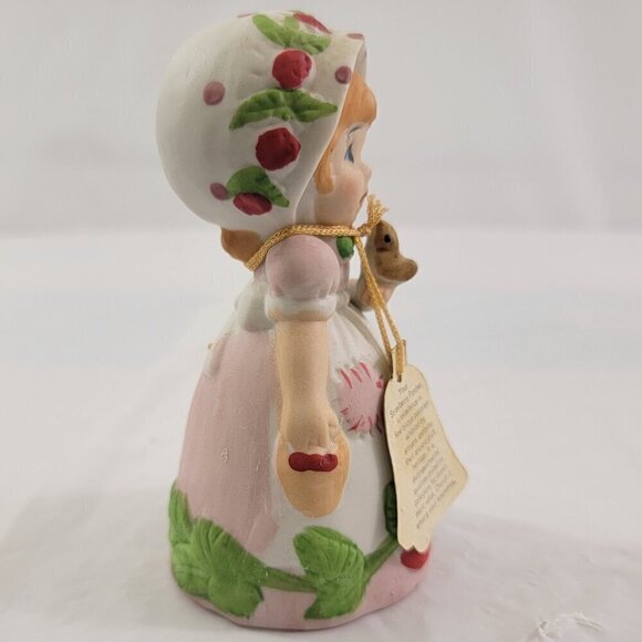 Jasco Strawberry Patches Porcelain Girl w/Bird Bell Home Décor Accent Keepsake - Picture 16 of 16